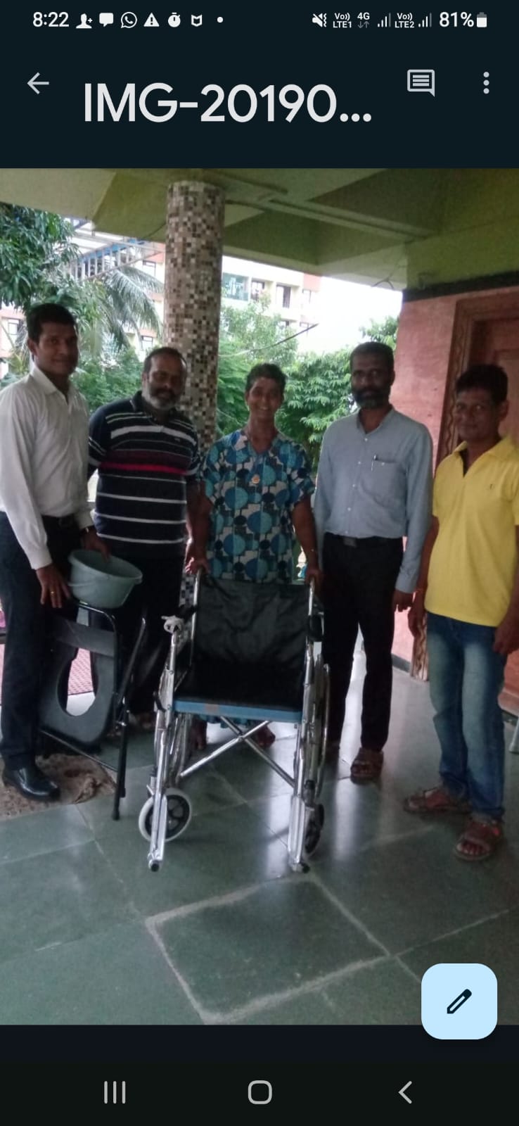 Wheelchair Donation to Old Age Home in Fatherwadi